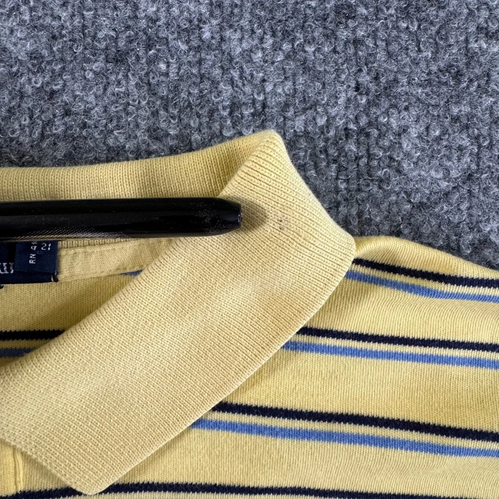 Polo Ralph Lauren Polo Shirt Mens XL Striped Cotton Classic Fit Yellow Vintage